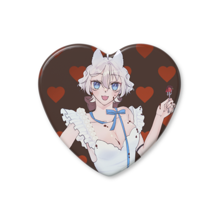 ハート缶バッジ - 57 × 52.5mm