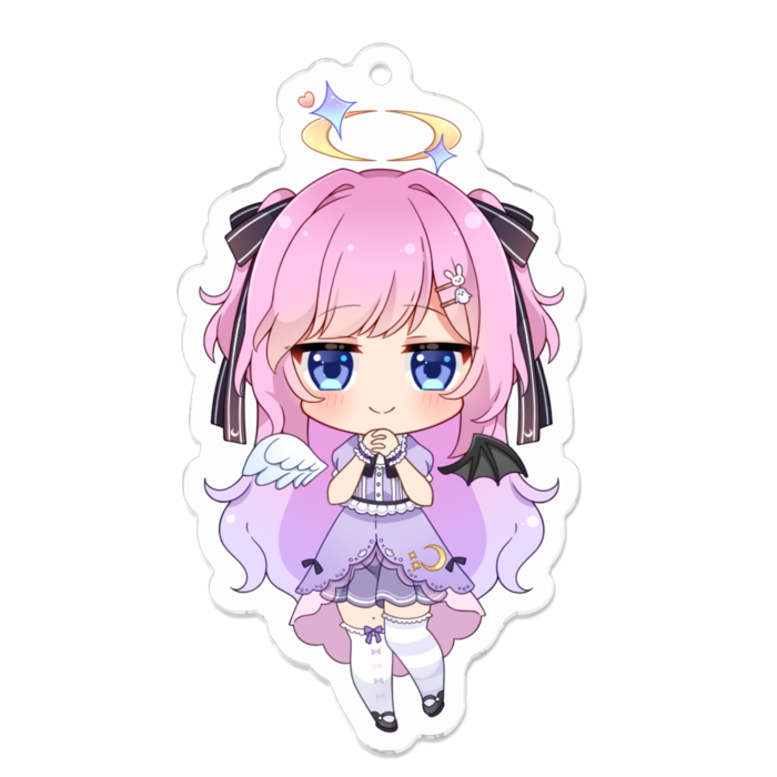 【ゆあ】イラストオーダー アクリルキーホルダー 天使と悪魔💜合体Special✨三日月みぅりアクリルキーホルダー