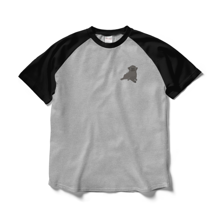ラグランTシャツ - L - 杢グレー×ブラック
