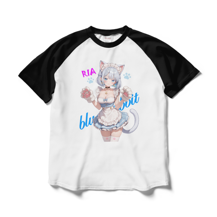 ラグランTシャツ - L - ホワイト×ブラック