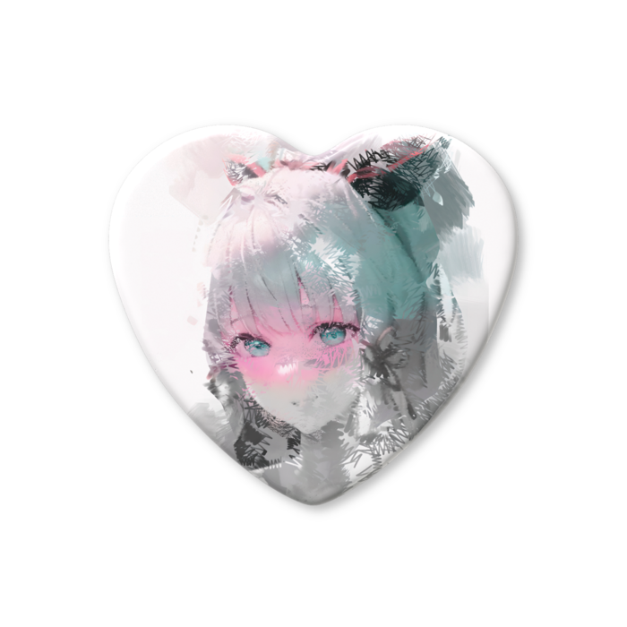 ハート缶バッジ - 52.5 × 57mm