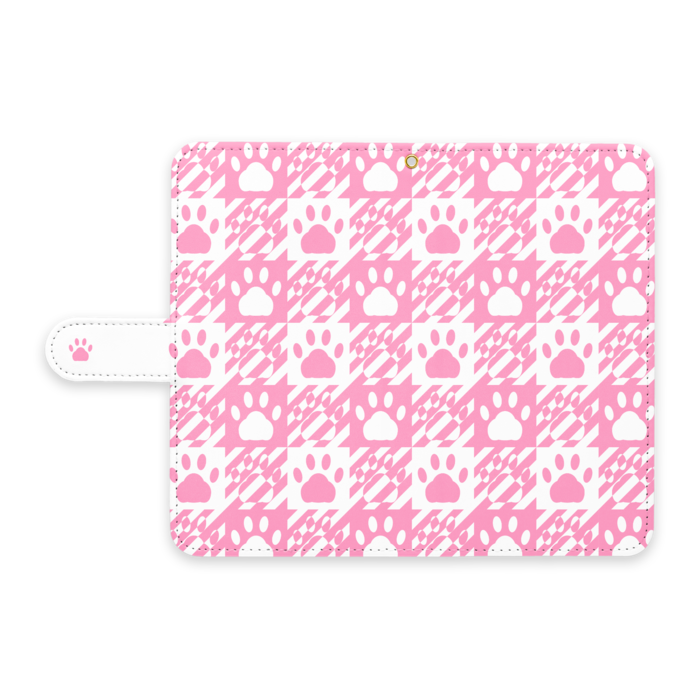 にくきゅうスマホカバーLサイズ ピンク ストラップ穴 あり