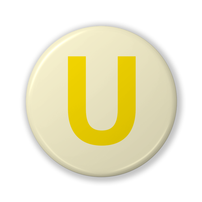 【U(ユー)】〈イエロー〉缶バッジ- 32mm