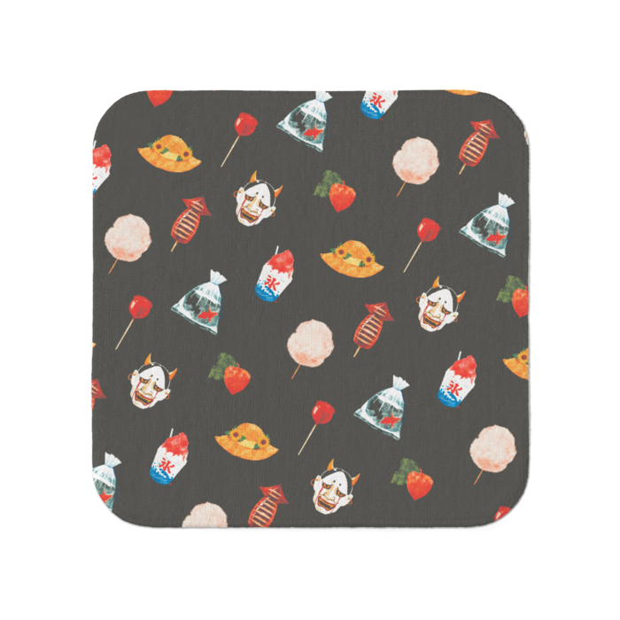 夏祭りタオルハンカチ黒