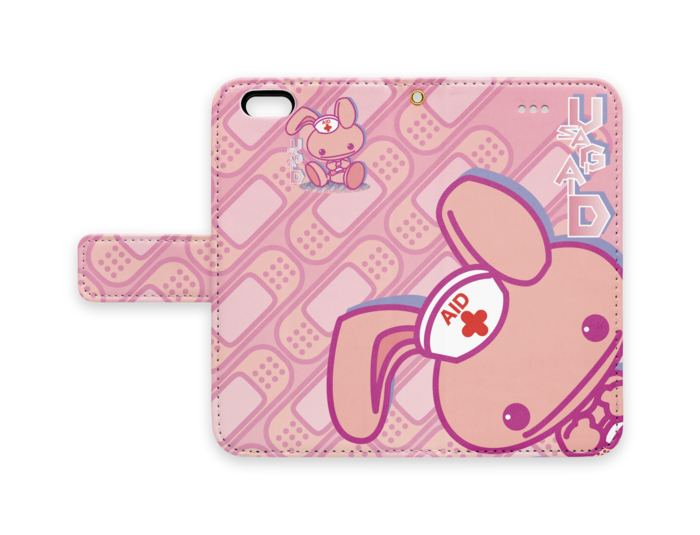 桃 手帳型iPhoneケース - iPhone 6 / 6s - ストラップ穴 あり