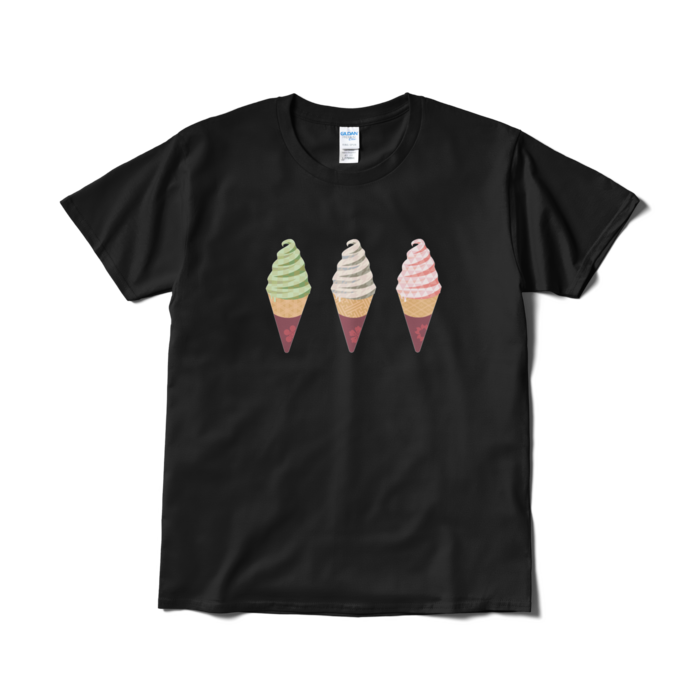 和柄ソフトTシャツ(短納期) - L - ブラック