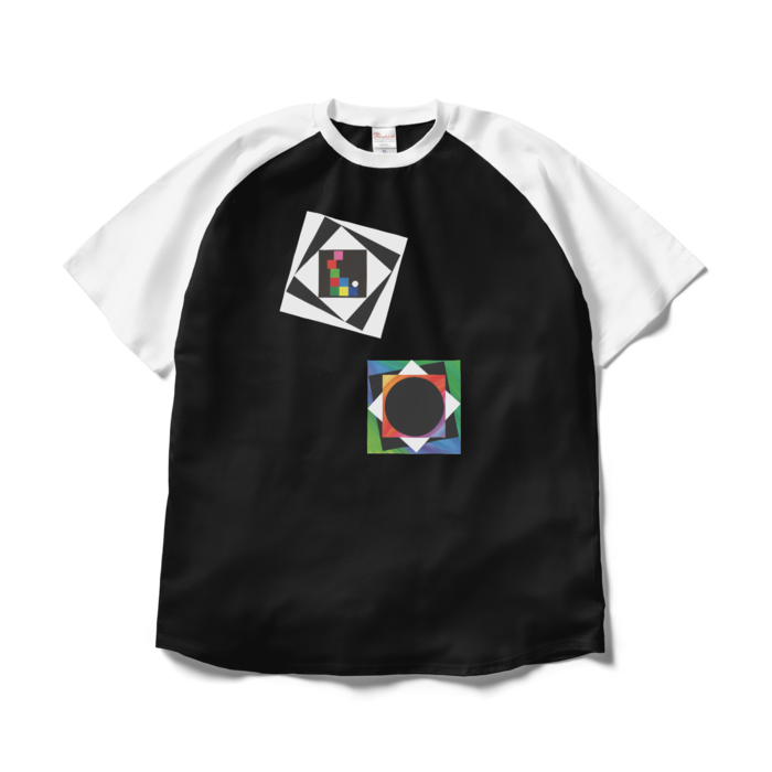 ラグランTシャツ - XL - ブラック×ホワイト