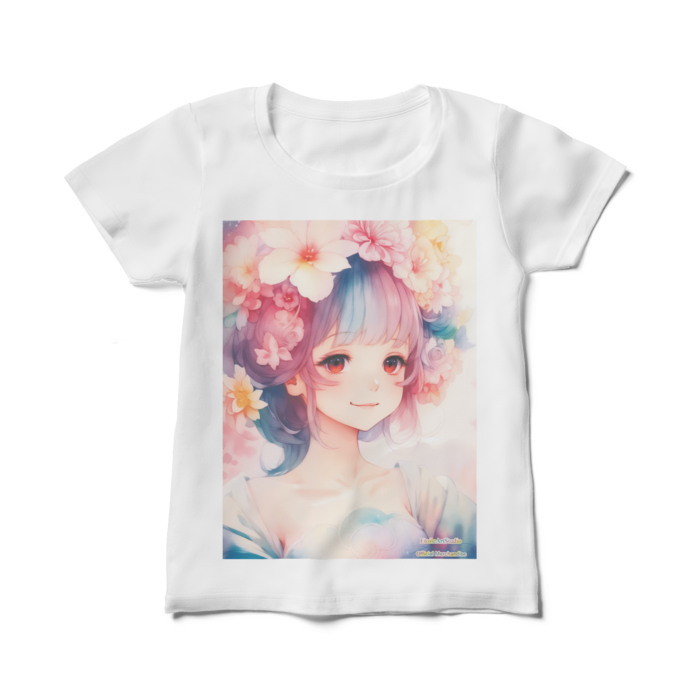 (前面プリント)「夢見る瞳5」レディースTシャツ - M - 白