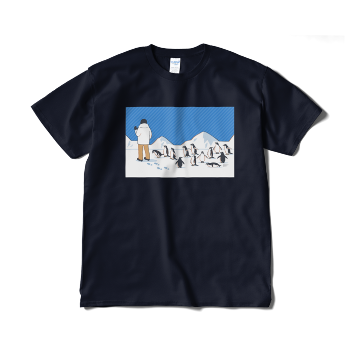 Tシャツ短納期　青色×紺色　XL