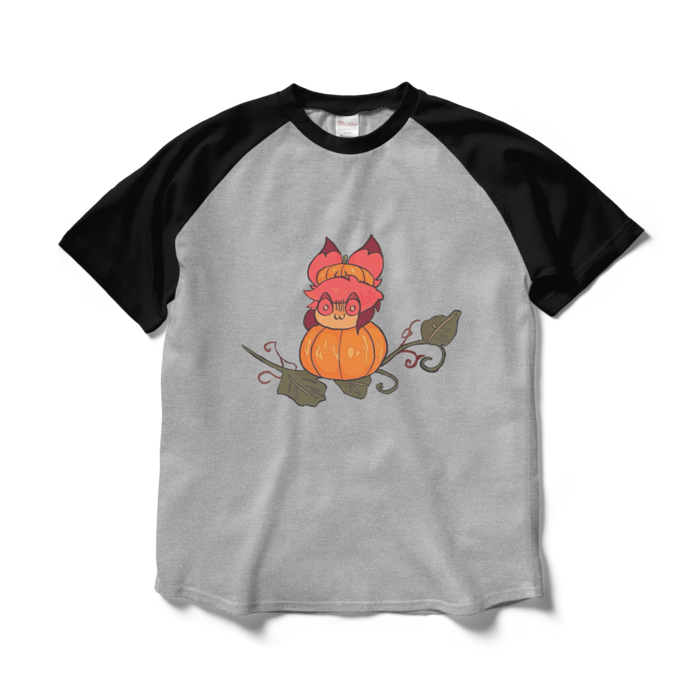 ラグランTシャツ - L - 杢グレー×ブラック