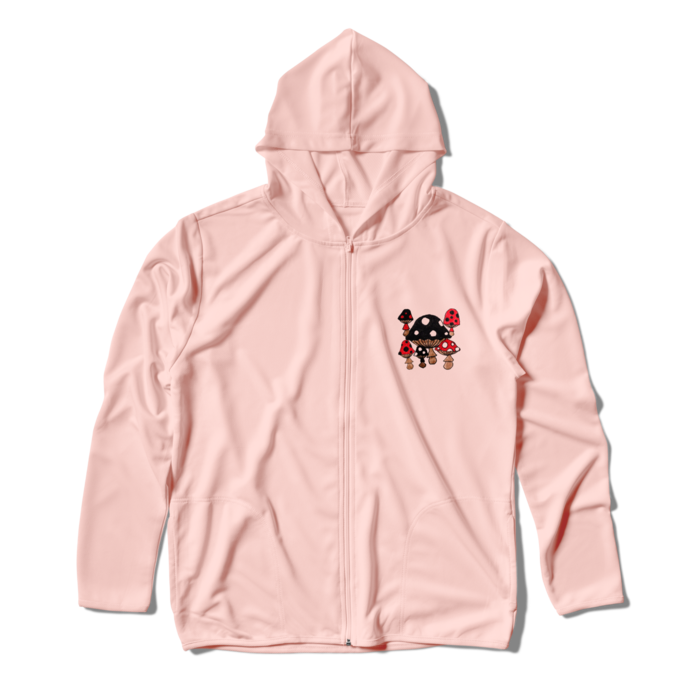 (両面プリント)きのこドライジップパーカー - L - ライトピンク