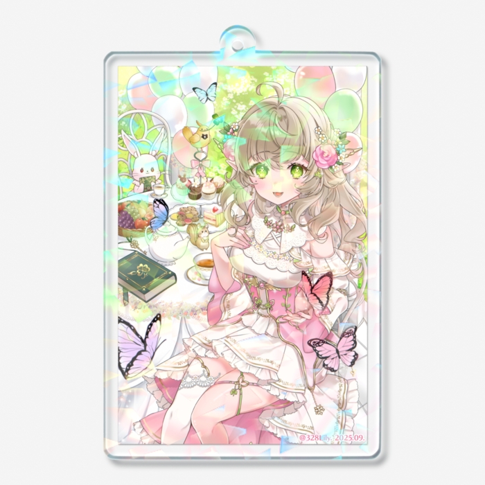 ホログラムアクリルキーホルダー - 70 × 70mm (クリスタル)