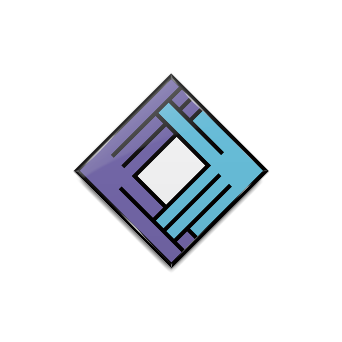 缶バッジ紫×水 - ひし形40mm(1)