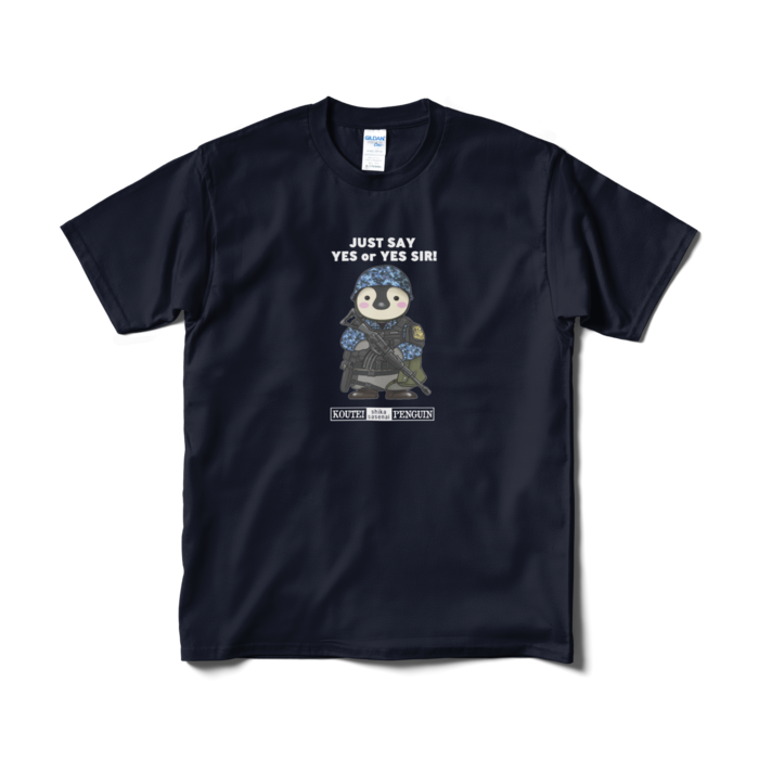 肯定しかさせないペンギンTシャツ - M - ネイビー