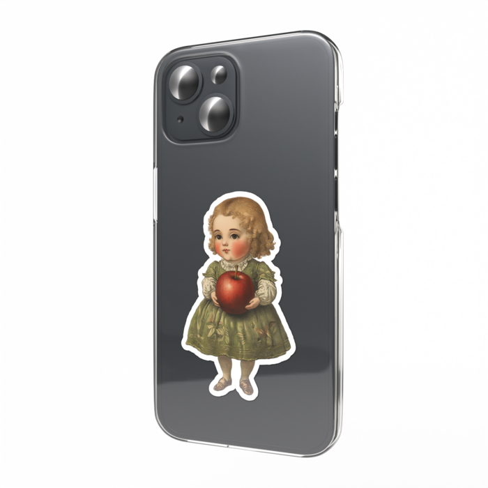 スマホステッカー りんごと少女- 縦