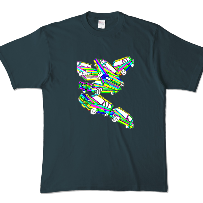 「カーアクション」Tシャツ - XL - デニム (濃色)