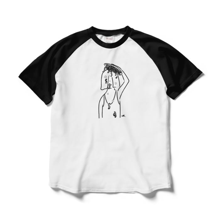 ラグランTシャツ - L - ホワイト×ブラック