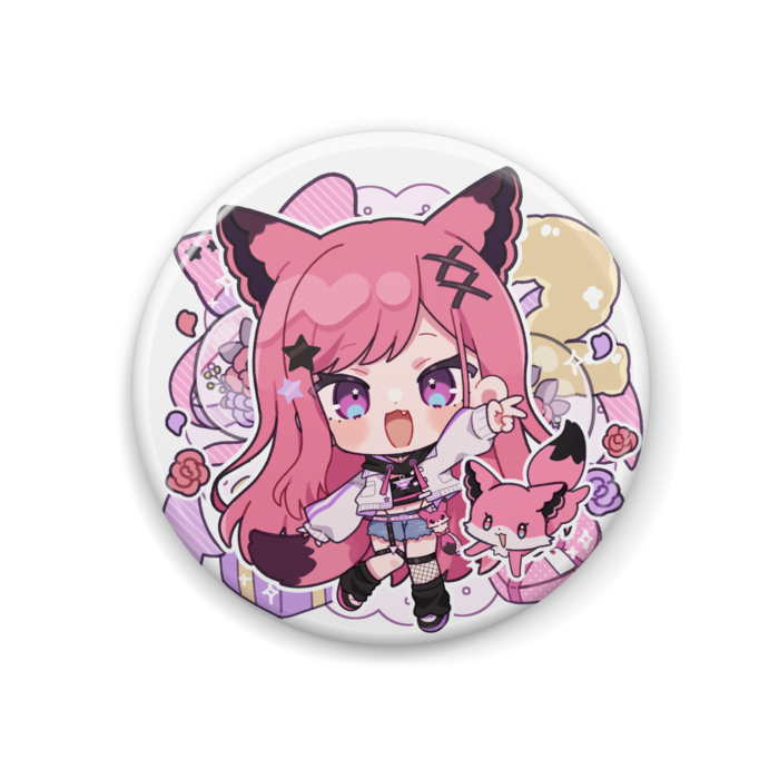 SD真朱ぐれこ缶バッジ(きつね耳ありVer) - 44mm