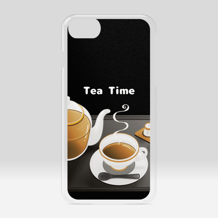 クリアiPhoneケース　紅茶×黒背景　iPhone 6 / 7 / 8 / SE(第2・第3世代)