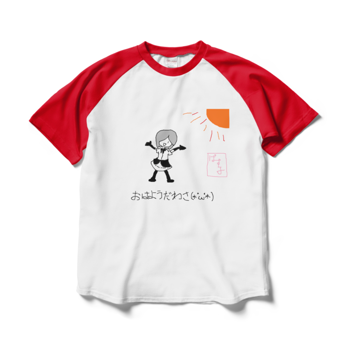 ラグランTシャツ - L - ホワイト×レッド