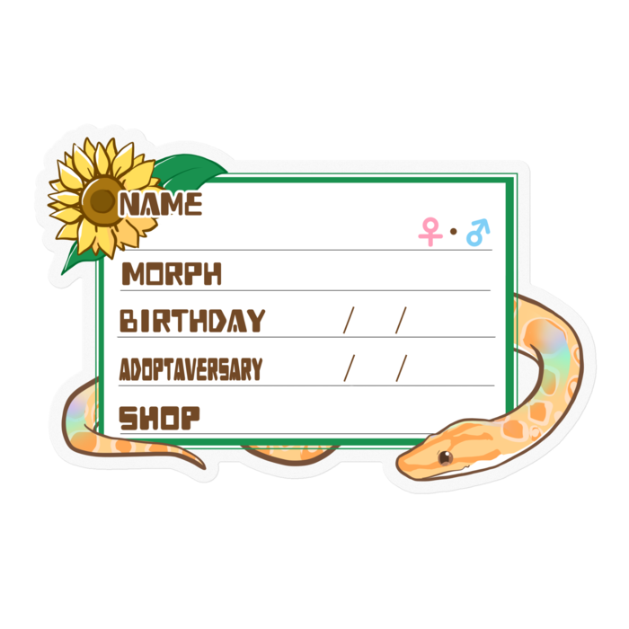 【🐍お名前ステッカー】ブラニジ(アルビノ) ‐ひまわり(英語)