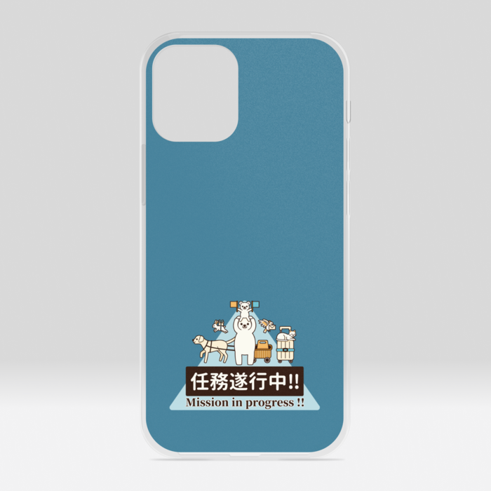 クリアiPhoneケース　くすみ青緑色　iPhone 12mini