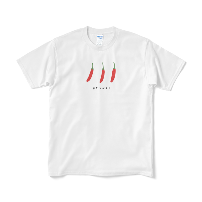 赤とうがらし（文字あり）Tシャツ - M - ホワイト