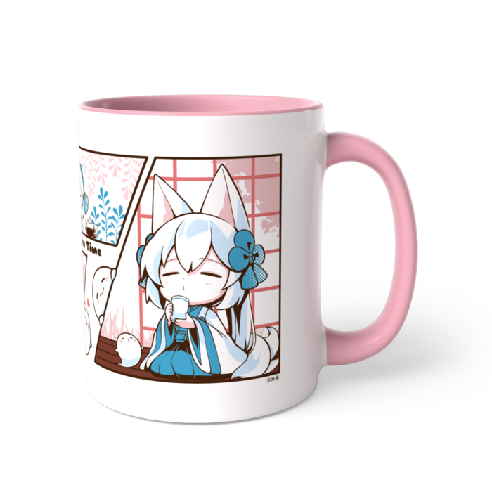 もっ式神 んもんもティータイムカラーマグカップ(桜色)