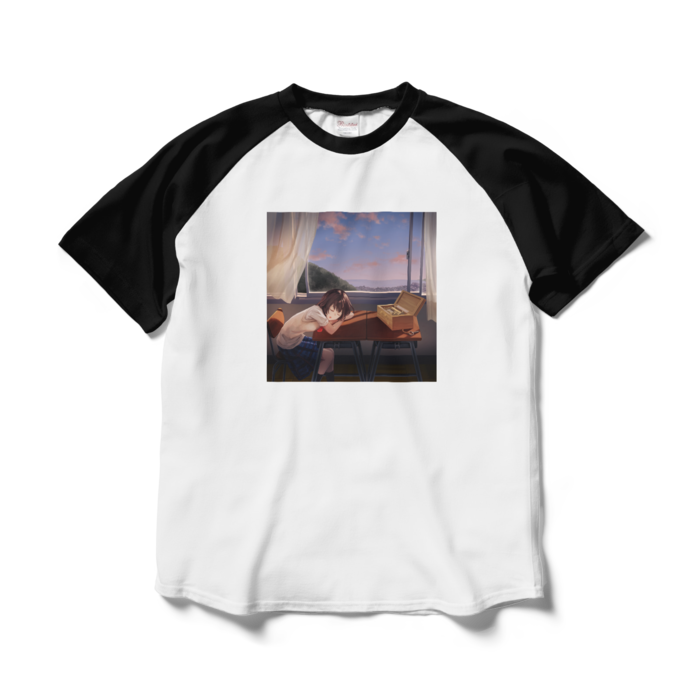 ラグランTシャツ - L - ホワイト×ブラック