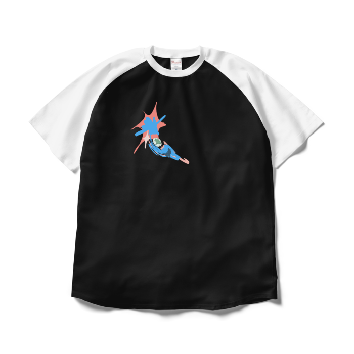 ラグランTシャツ - XL - ブラック×ホワイト