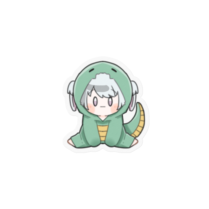 巳年イラスト(きょとん)　ステッカー(クリア) Ver. - 100 x 100 (mm)