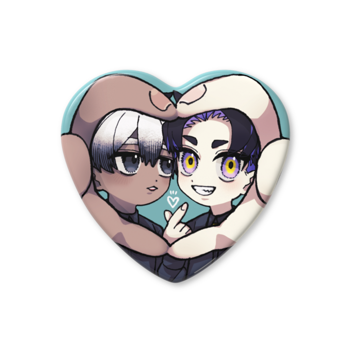 ハート缶バッジ - 57 × 52.5mm