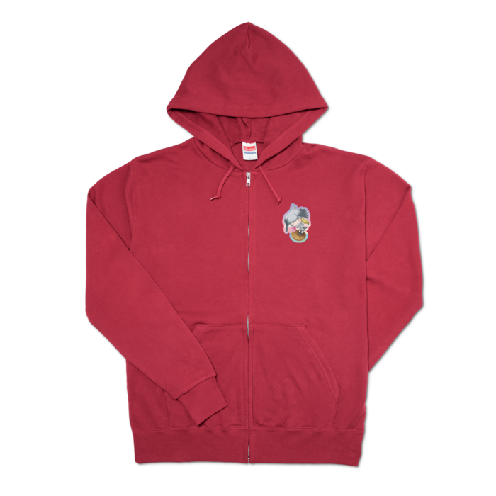 ジップパーカー - L - 左胸 - バーガンディ