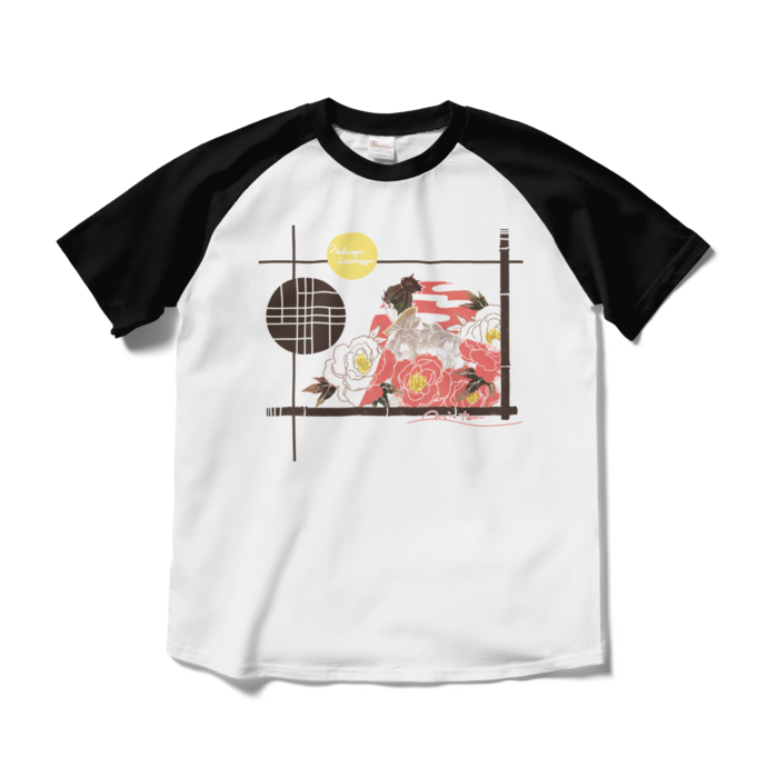 ラグランTシャツ - M - ホワイト×ブラック(1)