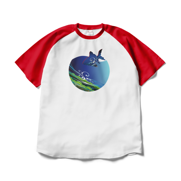 ラグランTシャツ - XL - ホワイト×レッド