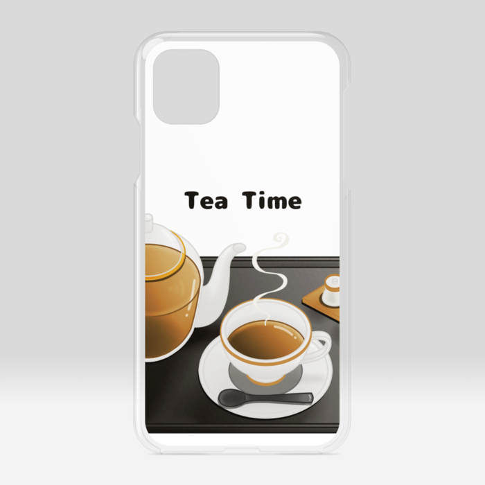 クリアiPhoneケース　紅茶×白背景　iPhone 11