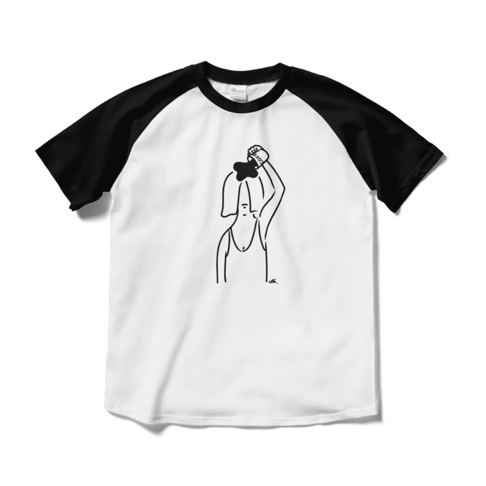 ラグランTシャツ - M - ホワイト×ブラック