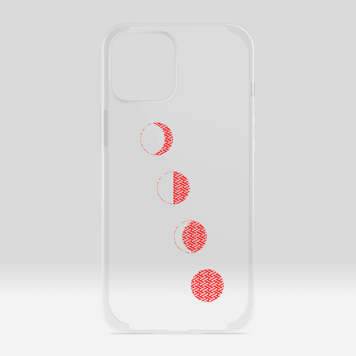 クリアiPhoneケース・文様月・赤：iPhone12 ProMax