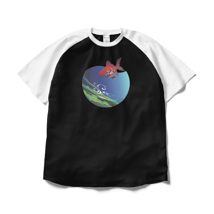 ラグランTシャツ - XL - ブラック×ホワイト