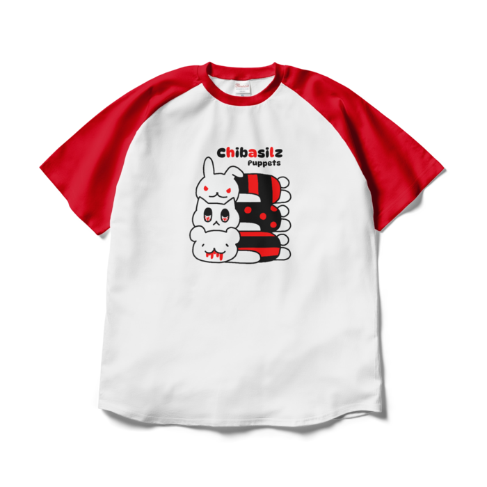 ラグランTシャツ - XL - ホワイト×レッド