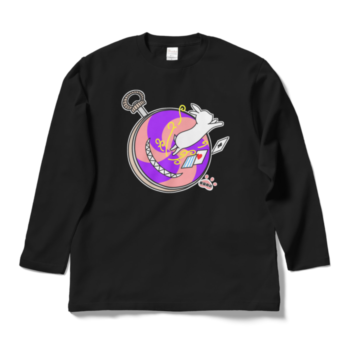アリスのウサギロングTシャツ - L - ブラック