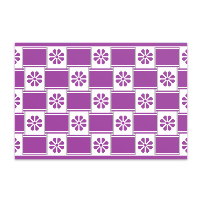 八枚花＆リボン重ねポストカード(パープル系)