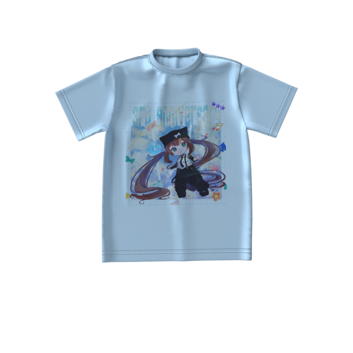 ビッグシルエットTシャツ - S - 両面水色