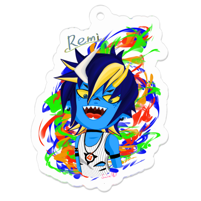 口開きアクリルキーホルダー - 50 x 50 (mm)