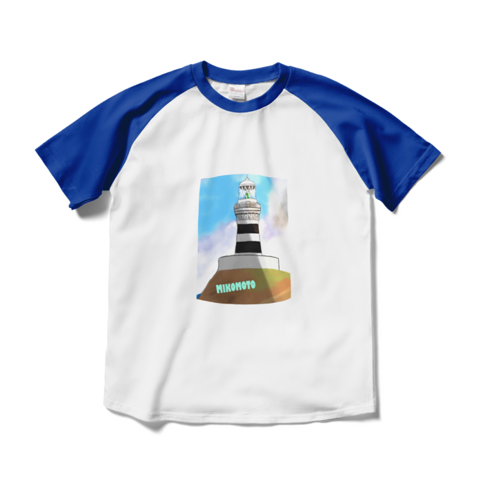 ラグランTシャツ - M - ホワイト×ロイヤルブルー