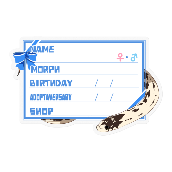 【🐍お名前ステッカー】カリキン(バナナ) ‐リボン／ブルー(英語)