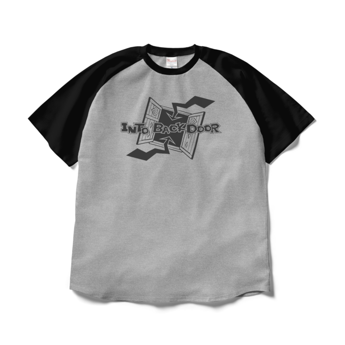 ラグランTシャツ - XL - 杢グレー×ブラック