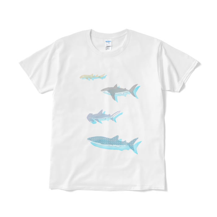 ドットサメ透けTシャツ（短納期） - L - ホワイト