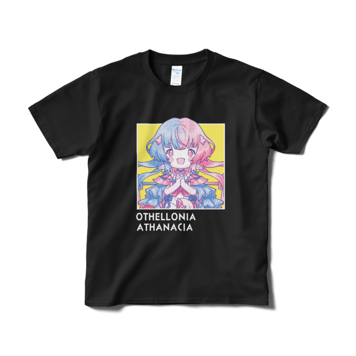 ちびキャラ「世界アタナシア」デザインTシャツ（S/ブラック）