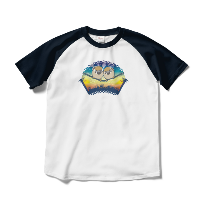 ラグランTシャツ - M - ホワイト×ネイビー
